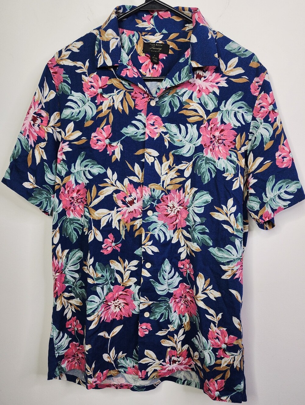 *Dad Vibes* Floral Silk-Blend Short-Sleeve Button-Down Shirt, Small